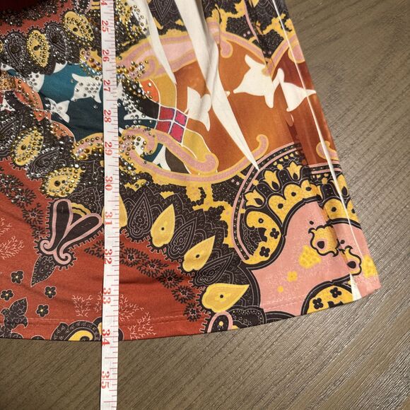 S-Twelve Sz S Multi Rhinestones Lone Back Poly Blend Halter Dress Y2K - Picture 6 of 8